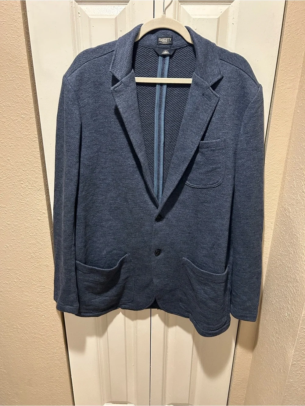 Faherty Inlet Knit Blazer Organic Cotton Deep Navy Melange, XL